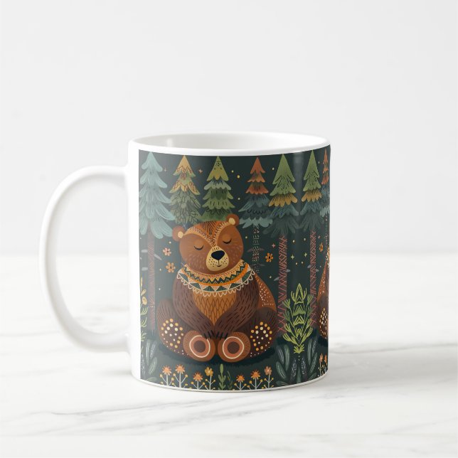 Niedlicher Zen-Bär in Woods Wildlife Tierwelt Kuns Kaffeetasse (Links)