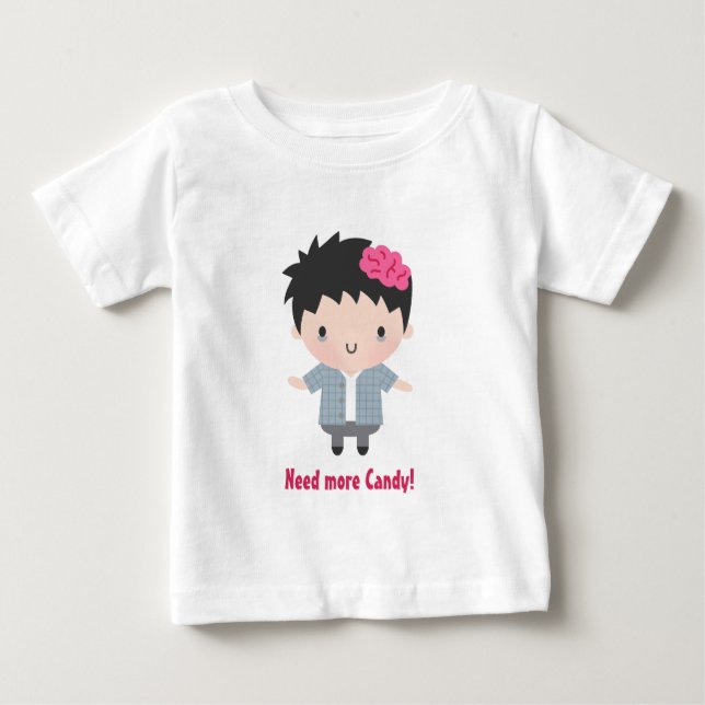 Niedlicher Zombie Boy, Candy, Baby Halloween T-shirt (Vorderseite)
