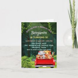 Niedlicher Zoo-Dschungelbaum Traktor Junge Geburts Einladung