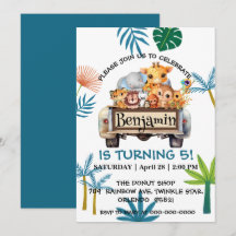 Niedlicher Zoo-Dschungelbaum Traktor Junge Geburts