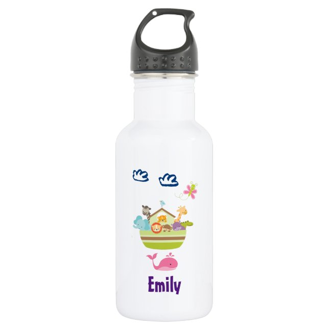 Niedlicher Zoo Tierpark Personalisiert Edelstahlflasche (Vorderseite)