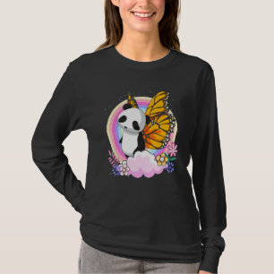 Niedlicher Zootier Fantasy Rainbow Butterfly Panda T-Shirt