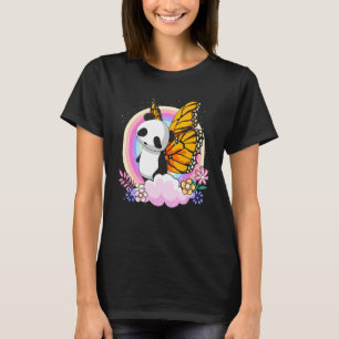 Niedlicher Zootier Fantasy Rainbow Butterfly Panda T-Shirt