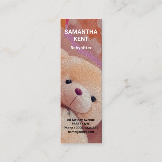 Niedlicher Zorn Teddy Bär Babysitter Mini Visitenkarte (Vorderseite)