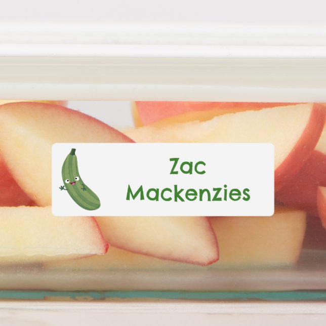 Niedlicher Zucchini-Cartoon personalisiert Etiketten (Befestigt)
