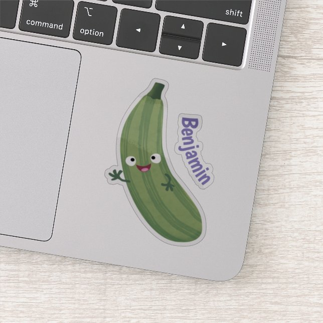 Niedlicher Zucchini-Happy-Cartoon Aufkleber (Detail)