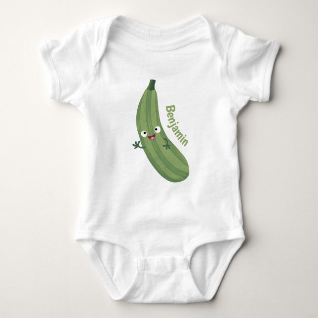 Niedlicher Zucchini-Happy-Cartoon Baby Strampler (Vorderseite)