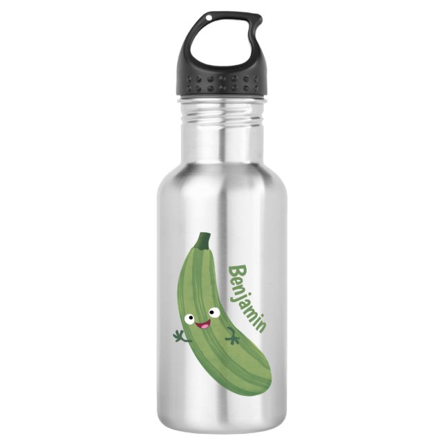 Niedlicher Zucchini-Happy-Cartoon Edelstahlflasche (Vorderseite)