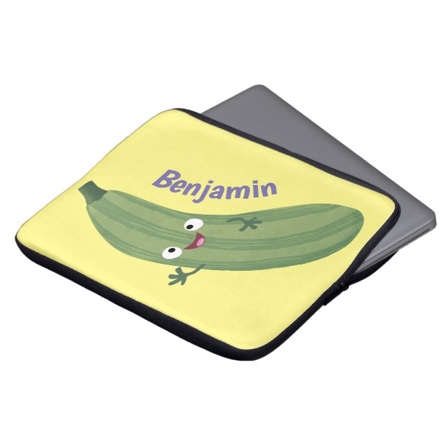 Niedlicher Zucchini-Happy-Cartoon Laptopschutzhülle (Vorne Oben)