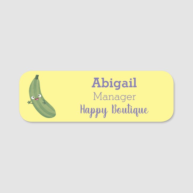 Niedlicher Zucchini-Happy-Cartoon Namensschild (Vorderseite)