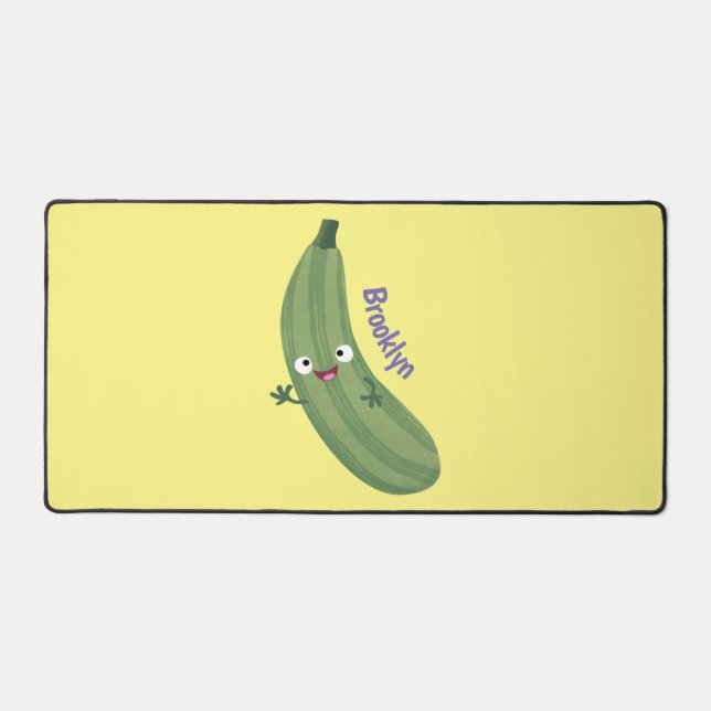 Niedlicher Zucchini-Happy-Cartoon Schreibtischunterlage (Vorderseite)