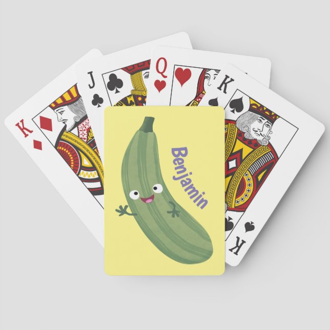 Niedlicher Zucchini-Happy-Cartoon Spielkarten (Rückseite)