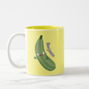 Niedlicher Zucchini-Happy-Cartoon Zweifarbige Tasse