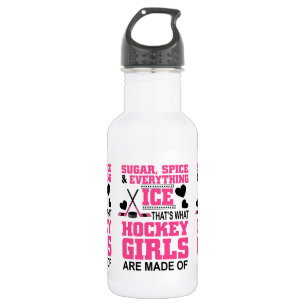 niedlicher Zucker und Gewürzmädchen Eishockey Trinkflasche
