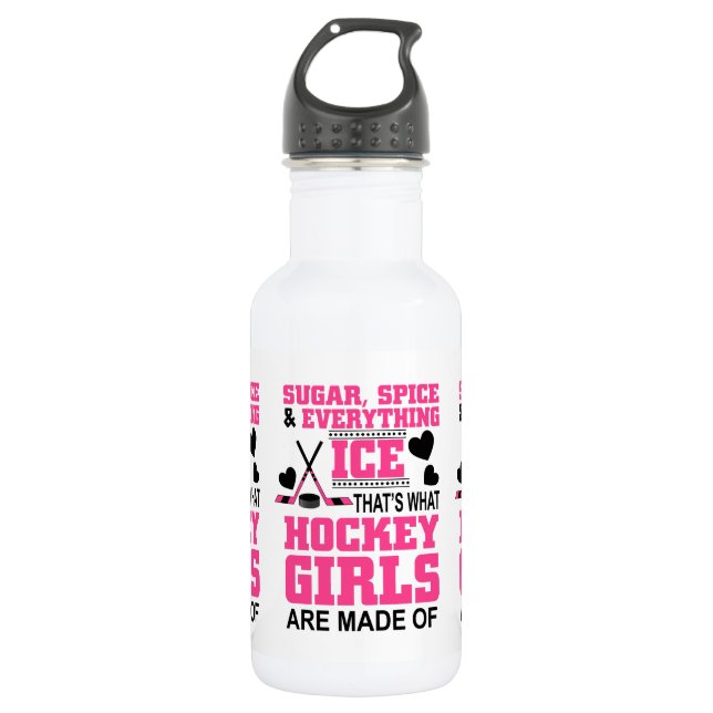 niedlicher Zucker und Gewürzmädchen Eishockey Trinkflasche (Vorderseite)