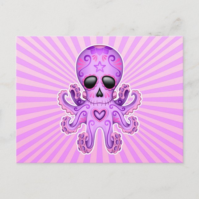 Niedlicher Zuckerhut Zombie Octopus - Lila Postkarte (Vorderseite)