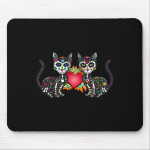 Niedlicher Zuckerkatze Duo Herz Mexican Dia De Los Mousepad