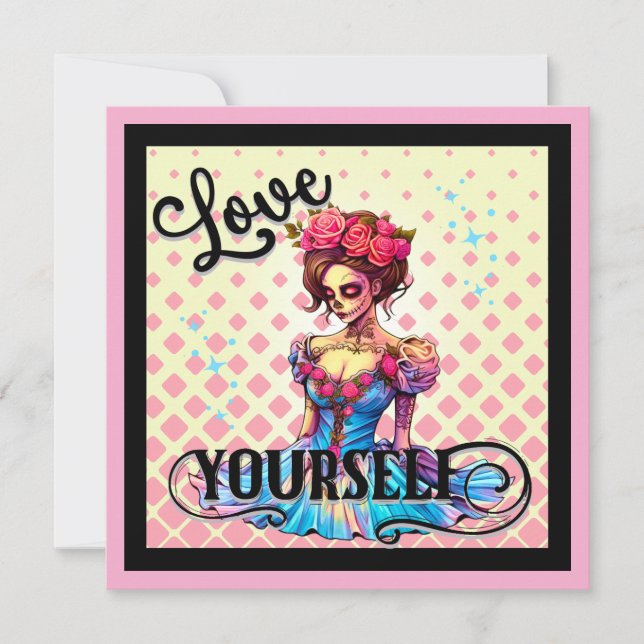 Niedlicher Zuckerschädel Feiertagskarte (Vorderseite)