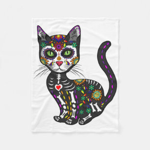 Niedlicher Zuckerschädel mexikanische Katze Hallow Fleecedecke