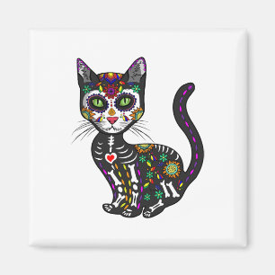 Niedlicher Zuckerschädel mexikanische Katze Hallow Magnet