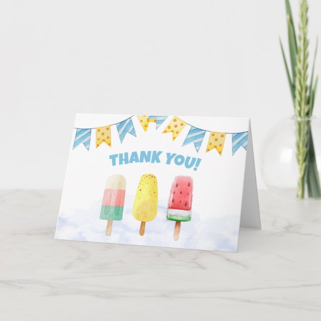Niedlicher, zum Pop bereiter Eiscreme-Babydusche Dankeskarte (Vorderseite)