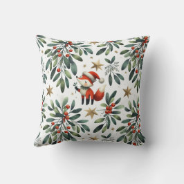 Niedlicher Zweig Santa Fox Mistletoe Kissen