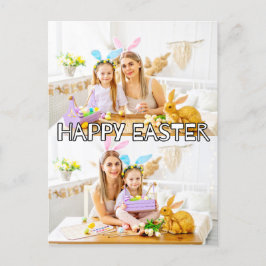 Niedliches 2-Fotos Familienfest Ostern Postkarte
