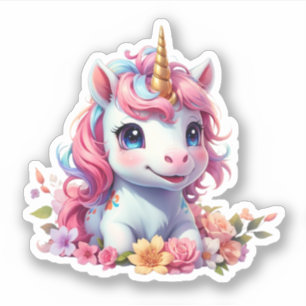 Niedliches 3D-Einhorn Aufkleber