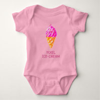 NIEDLICHES 8-BIT PIXEL ART PINK ICE CREAM GEEK BAB