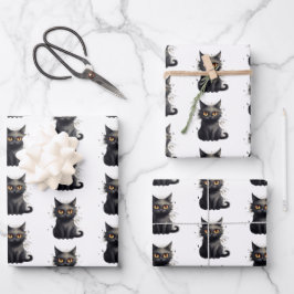 Niedliches, aber Beängstigendes Schwarzes Chat-Des Geschenkpapier Set