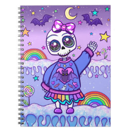 Niedliches, aber spöttisches Skeleton Girl Spiral Notizblock