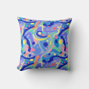 Niedliches Abstraktes blaues Pastell Neon Wiederho Kissen