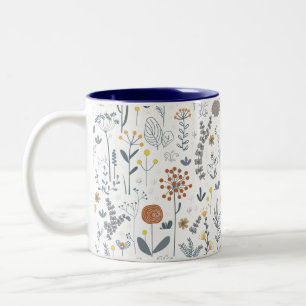 Niedliches Abstraktes Blumenmuster Nahtloses Muste Zweifarbige Tasse