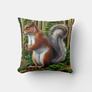 Niedliches Abstraktes Eichhörnchen mit Pinecones Kissen