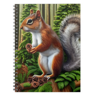 Niedliches Abstraktes Eichhörnchen mit Pinecones Notizblock