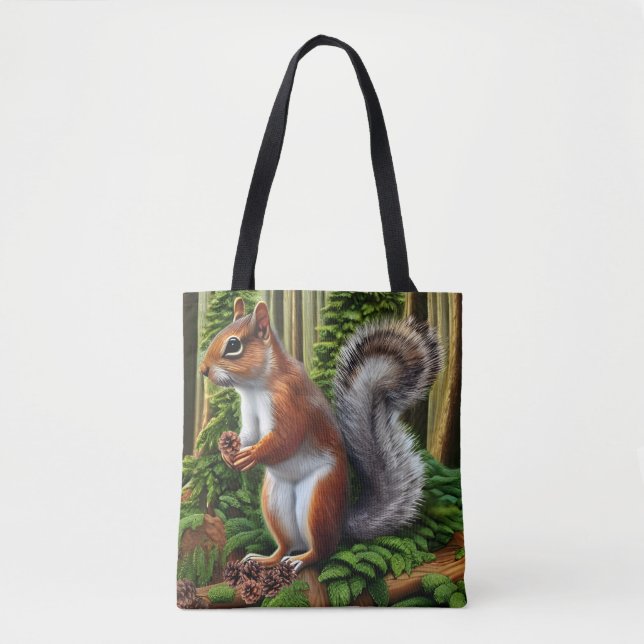 Niedliches Abstraktes Eichhörnchen mit Pinecones Tasche (Vorderseite)