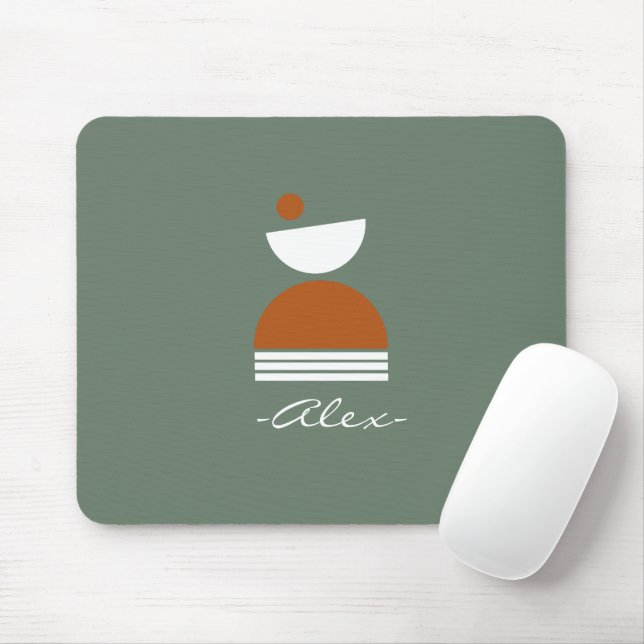 Niedliches, abstraktes Mit Monogramm rauchen braun Mousepad (Mit Mouse)