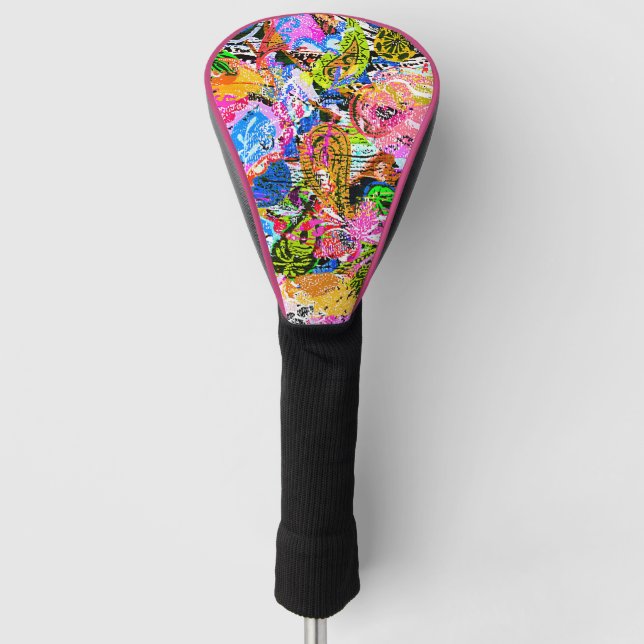 Niedliches abstraktes Paisley-Blume-Papier Golf Headcover (Vorderseite)