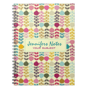 Niedliches Abstraktes Retro-Tulpenmuster Notizblock