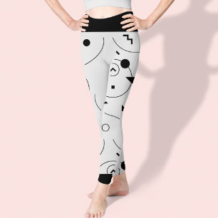 Niedliches Abstraktes Schwarz-Weiß-Muster Leggings