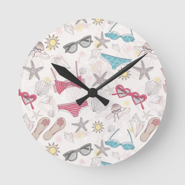 Niedliches Abstraktes Sommermuster Runde Wanduhr (Vorderseite)