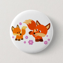 Niedliches Abzeichen für Cartoon-Foxes Button