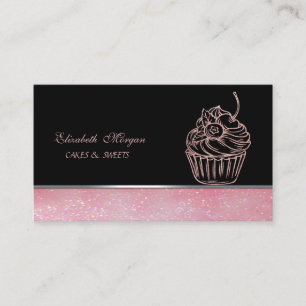 Niedliches Adorable Elegante,Glitzer Kuchen Bäcker Visitenkarte