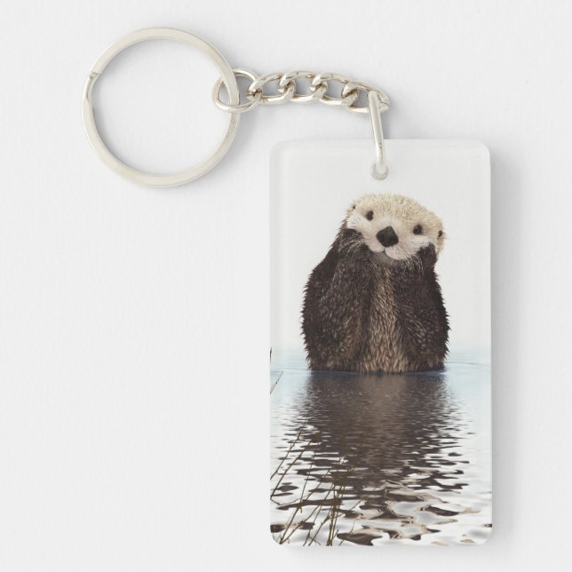 Niedliches Adorable Fluffy Otter Animal Schlüsselanhänger (Vorderseite)