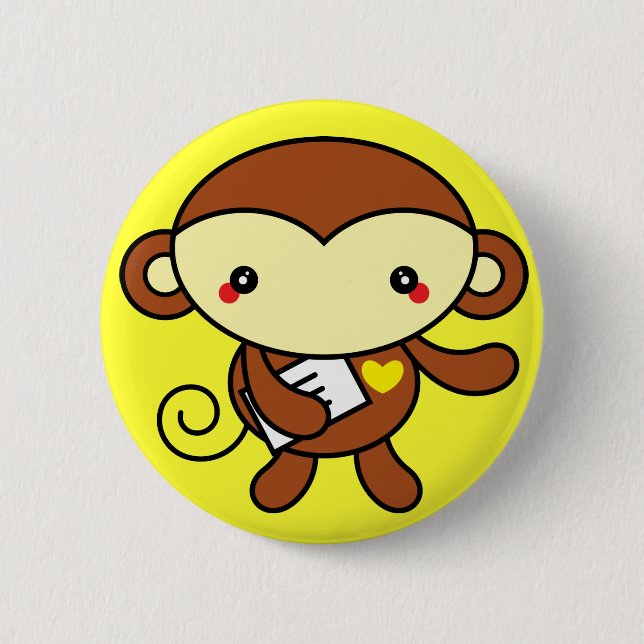 Niedliches Affe-Button Button (Vorderseite)