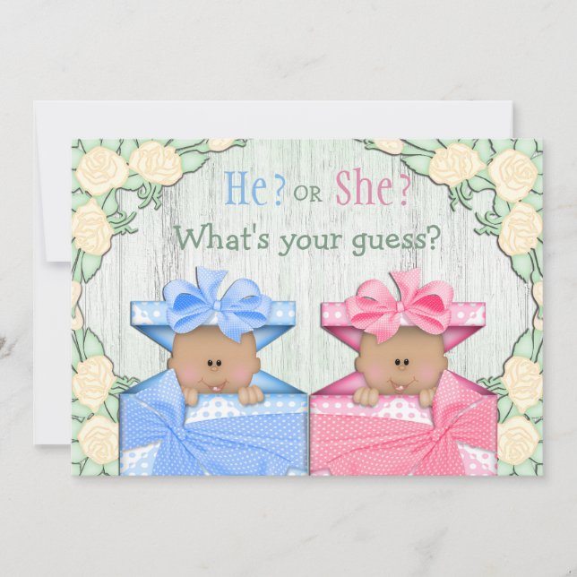 Niedliches African American Baby Gender Reveal Par Einladung (Vorderseite)