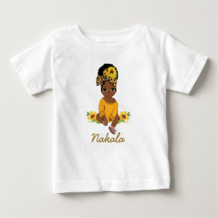 Niedliches Afrikanisches Baby-Mädchen Sonnenblume Baby T-shirt