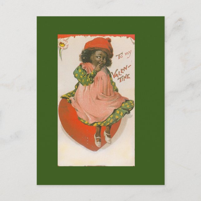 Niedliches Afrikanisches Mädchen Vintag Valentine Postkarte (Vorderseite)