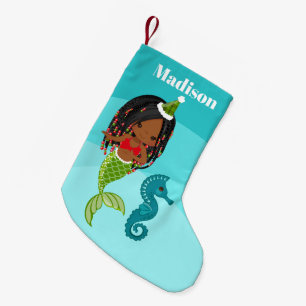 Niedliches afrikanisches Meerjungfraudekor Kleiner Weihnachtsstrumpf