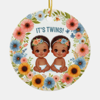 Niedliches Afrikanisches Twin Boys Kinderdusche Wa Keramik Ornament